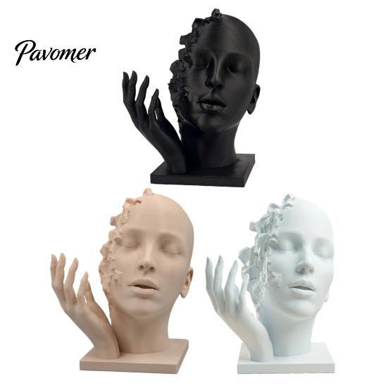 Artistic Tension Sculpture Abstract Broken Face Art Sculpture, Nordic Minimalist Plastic Statue, 3D Printed Deconstructive Ornament for Living