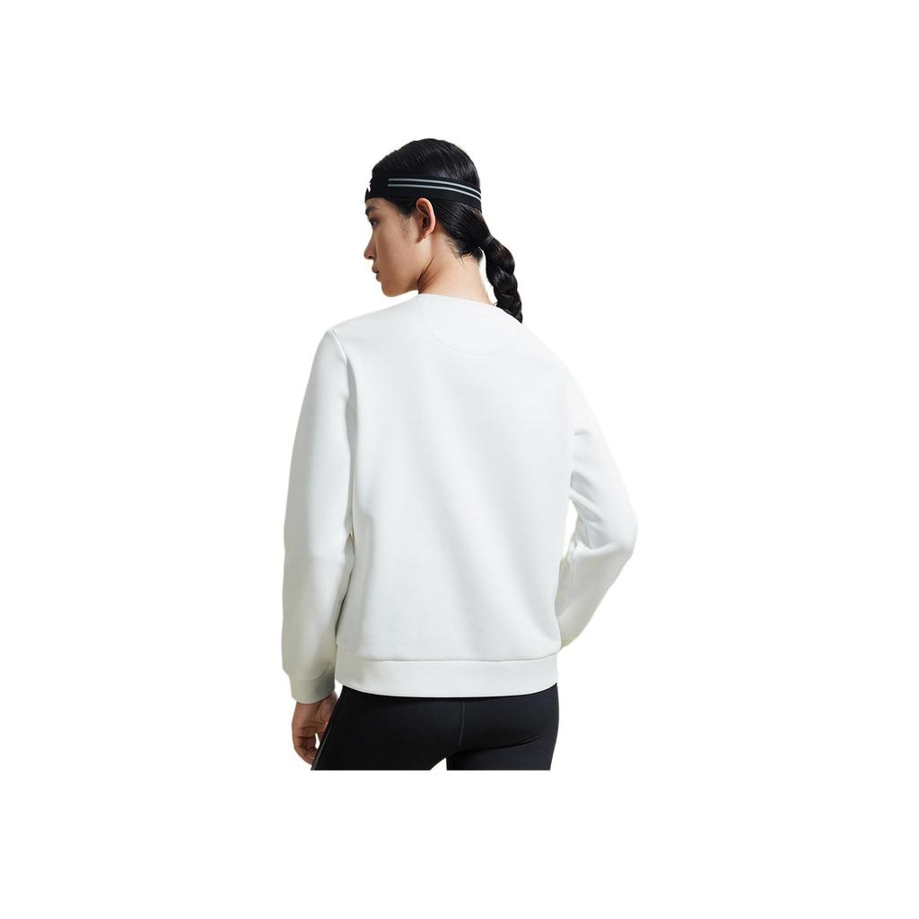 Anta Training Series Solid Color Printed Chinese Character Round Neck Fleece Long Sleeve Sweatshirt Women sweatshirt White 162247713-4