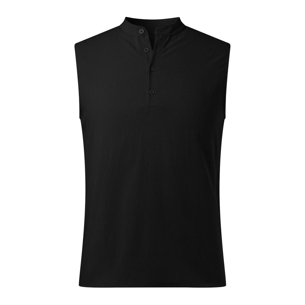 Men's Vintage Cotton And Linen Solid Color Casual Sleeveless