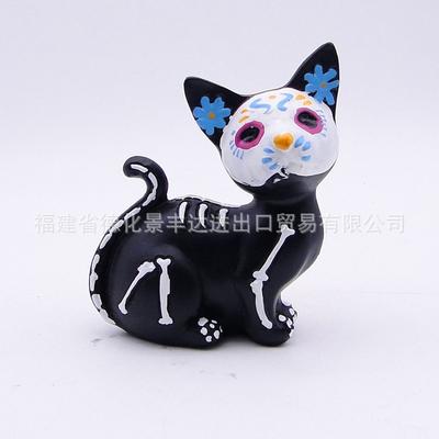Halloween Resin Crafts Cute Cat  Dog Figurines for Day of The Dead Decor Home Party Gift Desktop Ornament Decoration Supplies