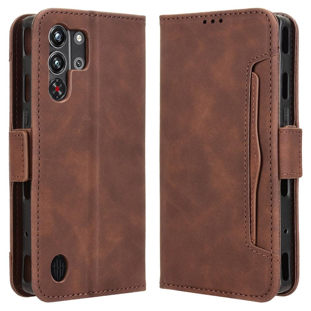 

Для ZTE nubia Red Magic 10 Pro+ 5G/10 Pro 5G Кожаный чехол Чехол-кошелек для телефона с несколькими отделениями для карт Brown