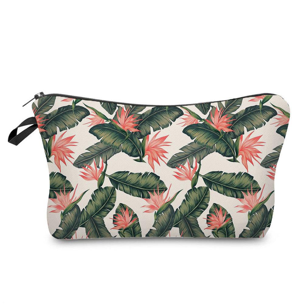 Damen Pflanzenmuster Kosmetiktasche Toilettenartikel Organizer Reiseaufbewahrungstasche 6871