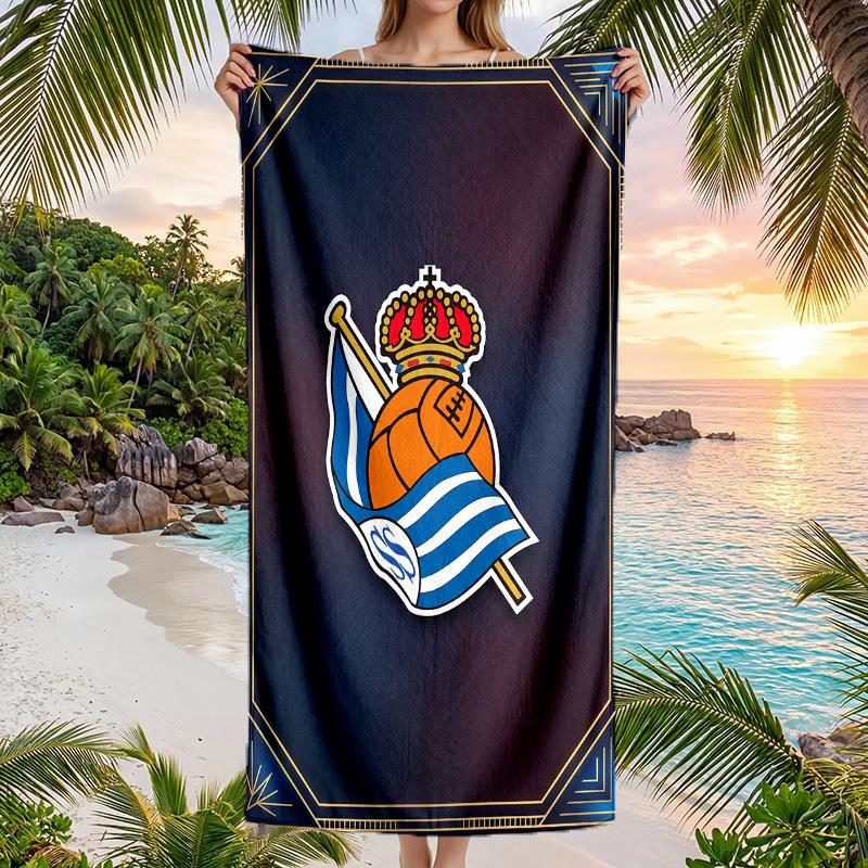 Real Sociedad FC Print Quick Dry Beach Towel Microfiber Absorbent Portable Travel Swimming Towel