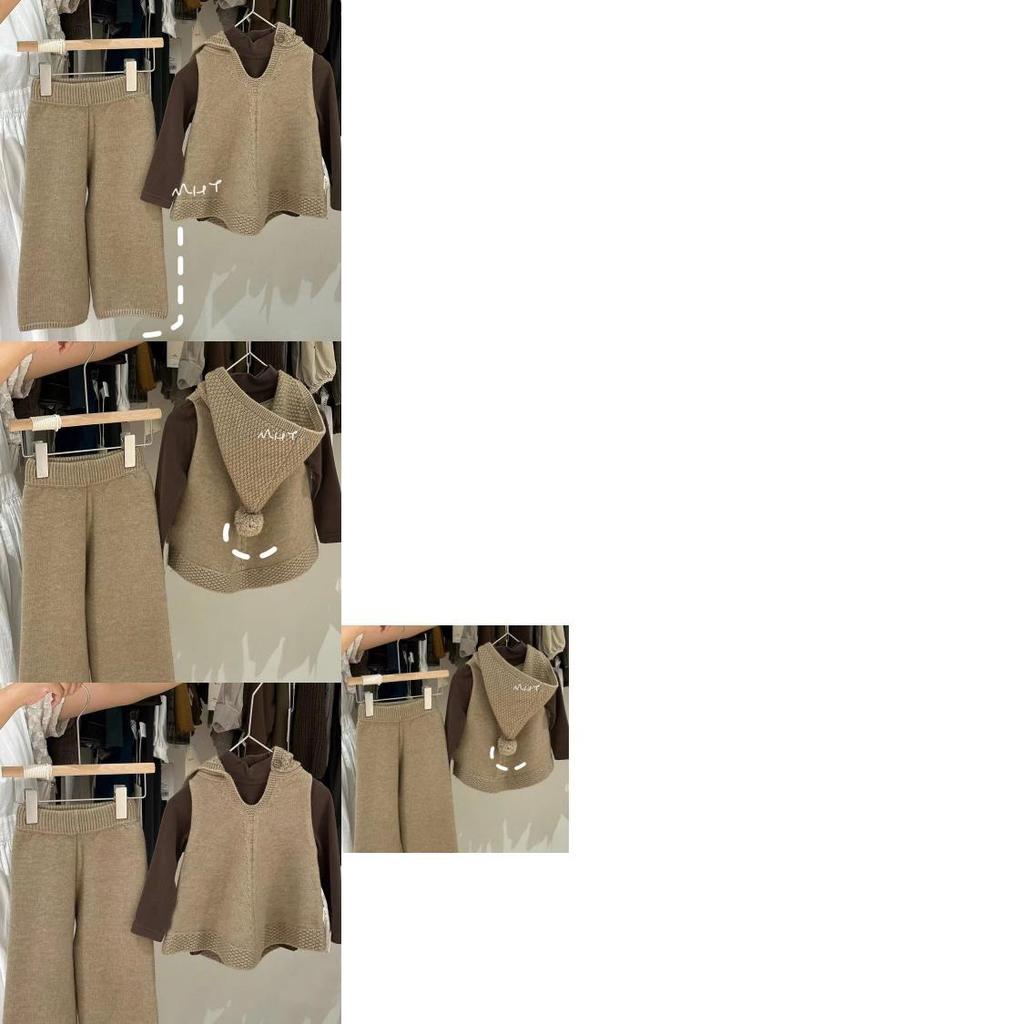 Entzückendes koreanisches Herbst-Winter-Outfit für Kinder mit gemütlichem Kapuzensweater und langer Hose für Mädchen im Alter von 3 bis 8 Jahren