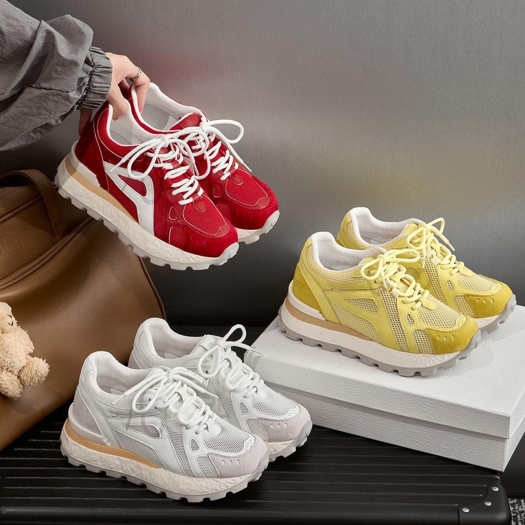 Small CM inner height-increasing women's shoes autumn retro mesh platform casual sports shoes Forrest Gump training shoes