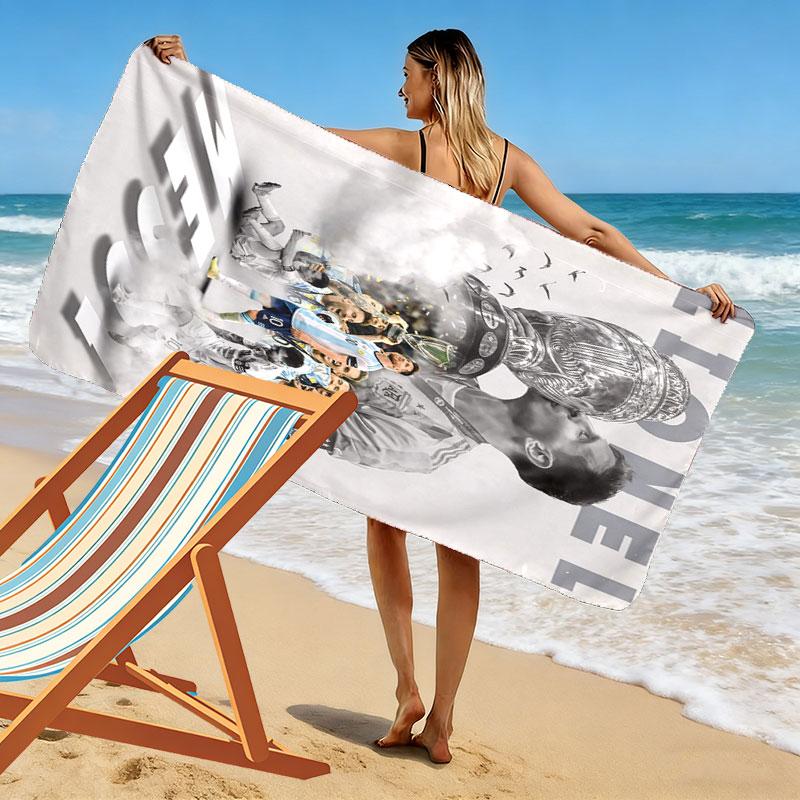 Messi Flame Print Beach Towel, Large Soft Quick Dry Towel for Beach Camping Swimming