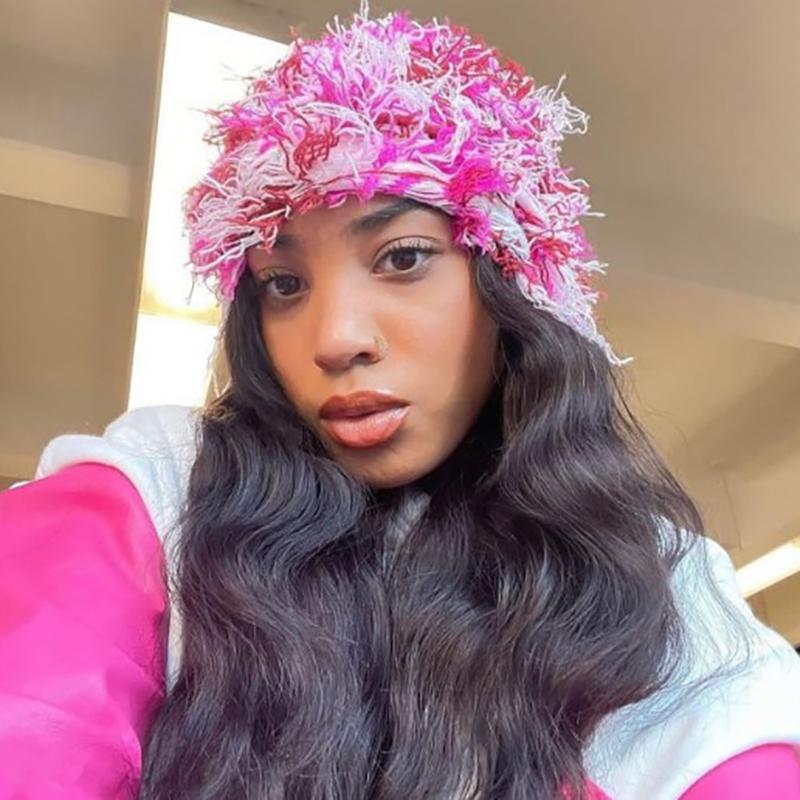 Hip Hop Sturmhaube Distressed Strickmützen Ganzgesichts-Skimaske Damen Outdoor Camouflage Fuzzy Ski-Sturmhaube Mützen Hut