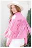 Women Lambskin Barbie Jacket Party Fringed Pink Design Handmade Suede Leather