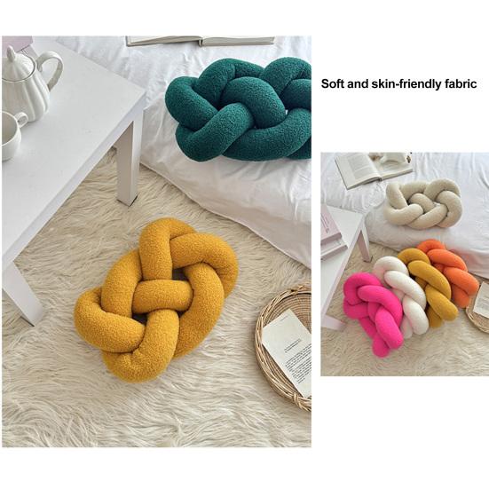 Knitted Knot Pillow Handmade Decorative Throw Pillows Soft Sofa Cushion Home Bedroom Decor Gift for Holidays Parties
