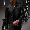 Mens PU Leather Biker Jacket Slim Fit Stand Collar Motorcycle Coat Winter Streetwear