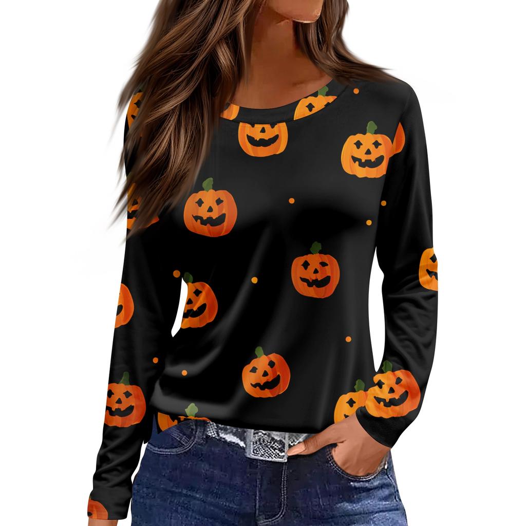 Women's Daily Casual Long-sleeved Printed O-neck Top