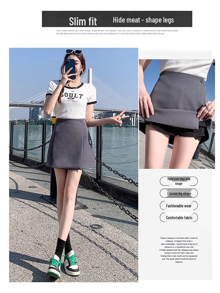 Women's Irregular High-Waist A-Line Skirt - Spring/Summer 2025 Bodycon Style, Anti-Exposure, Professional Casual Wear