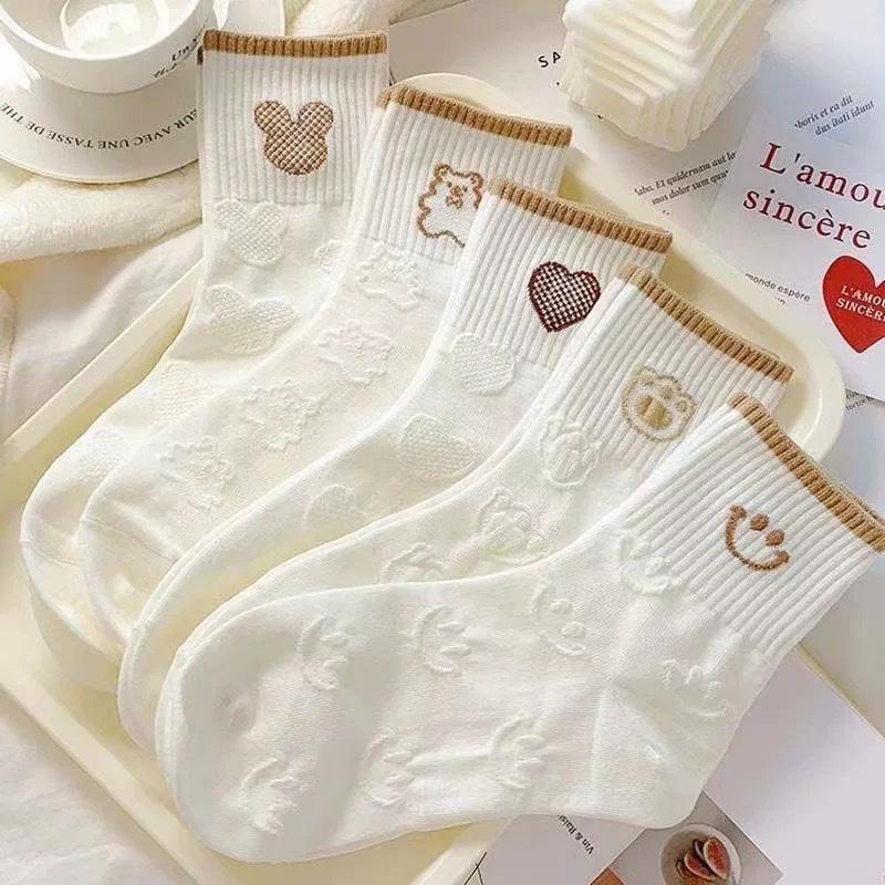 White socks women's autumn and winter tube socks cute trendy mink velvet thickened warm furry stockings