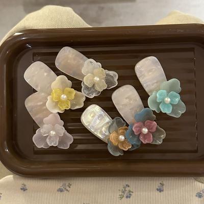Simple Resin Light Color Flower Pearl Hairpin Fashionable Versatile Duck Bill Clip Temperament Headgear Hair Accessories Advanced Sense