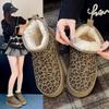 Winter snow boots women's short tube thickened bread shoes velvet warm leopard print cotton boots