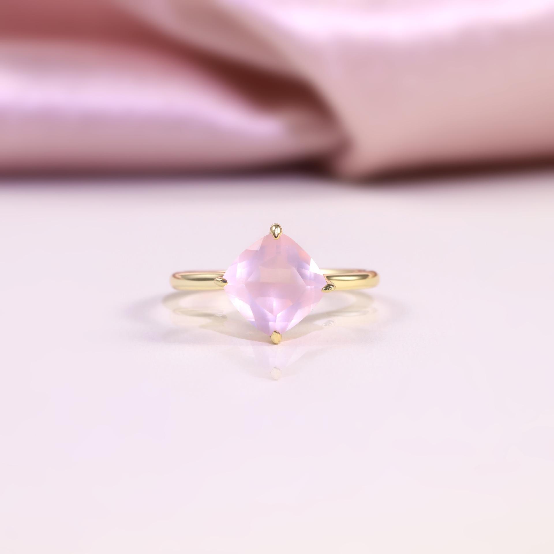 

Simple 2-Carat Ring S925 Sterling Silver Inlaid Natural Topaz Wedding Ring Pink Crystal Ring Hot-Selling Women us size 8 (domestic size 17)