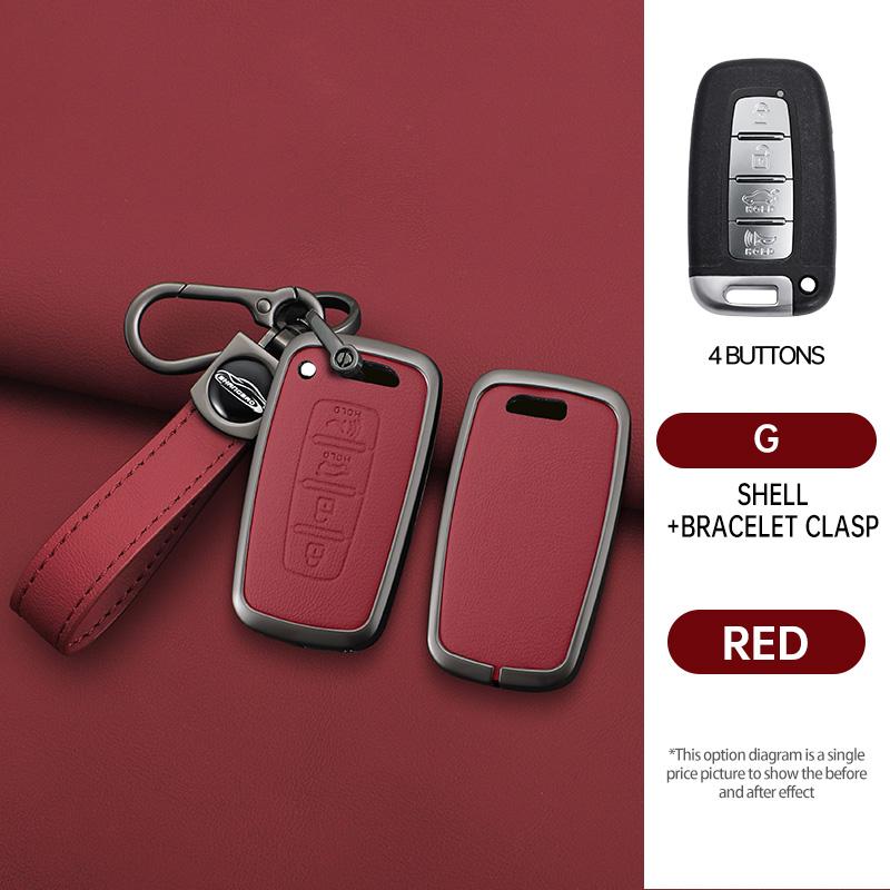 Car Key Case Cover For Hyundai Genesis Coupe Sonata Ix35 For Kia Forte Sportage K2 K5 Zinc Alloy Leather Protector Accessories