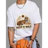 Cotton T Shirt White Tiger and Stars Keep It Wild Print Casual Wear for Men and Women Outdoor Adventure Style