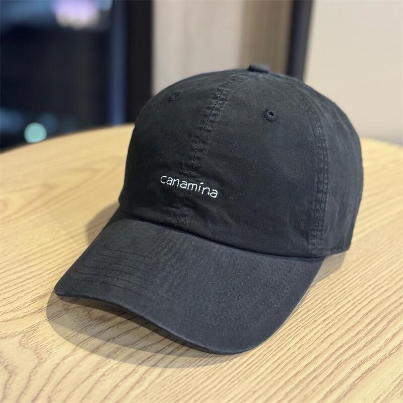 Autumn washed soft top simple small letter young students baseball cap street travel versatile face small curved brim hat