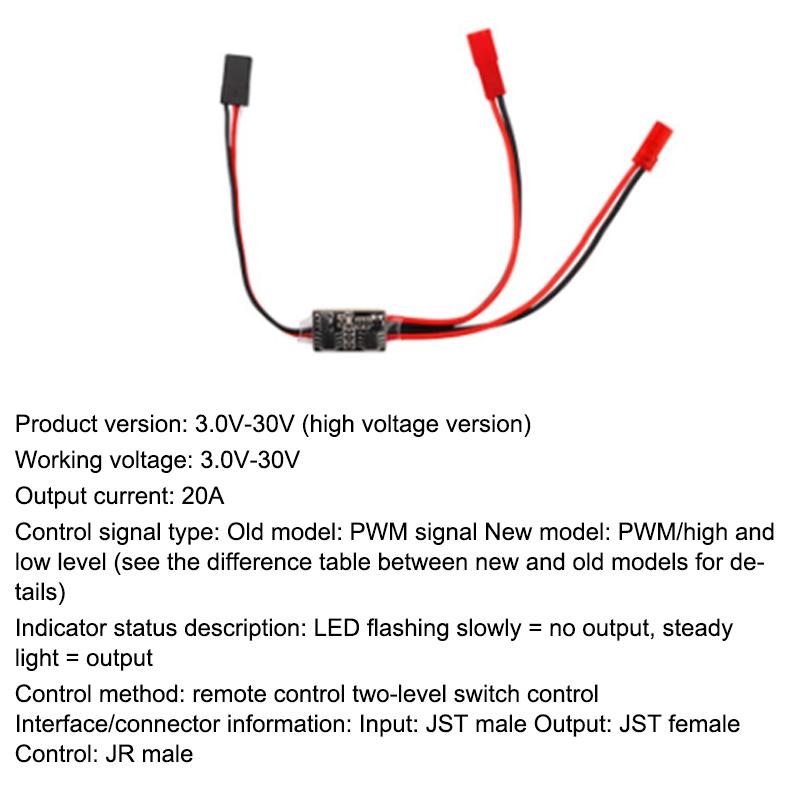 Interruttore Elettronico a Telecomando a Risposta Rapida 2-20A Corrente 3-30V per Droni RC Pompe per Acqua Attrezzature Agricole Mod