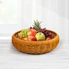 Round Woven Storage Basket Kitchen Vegetables Fruits Organizing Drying Tray PP Material Brown