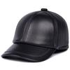 Men's Genuine Leather Baseball Cap - Autumn/Winter Duckbill Hat for Middle-Aged & Elderly