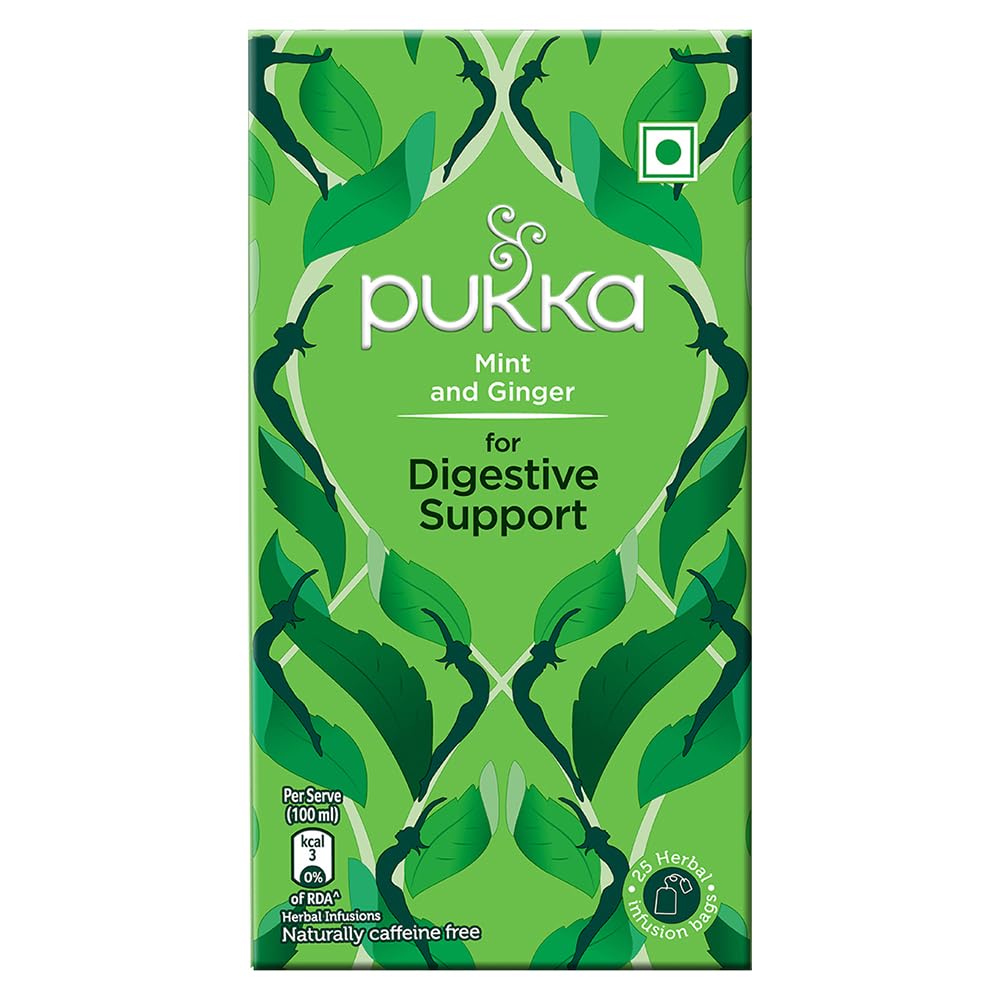 Pukka Mint and Ginger for Digestive Support I Herbal Infusion I 25 Infusion Tea Bags