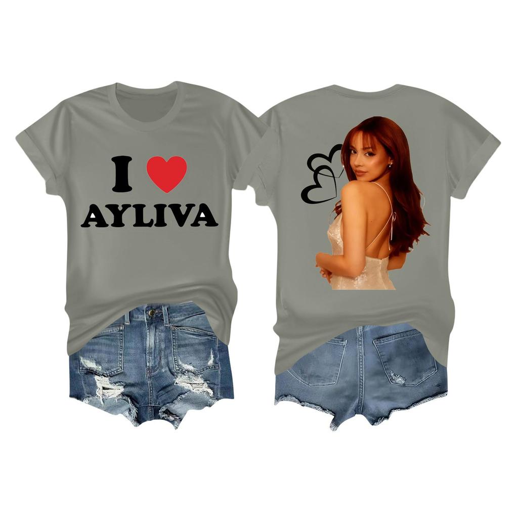 Women's Casual Printed T-shirt Round Neck Pullover Short Sleeve Top