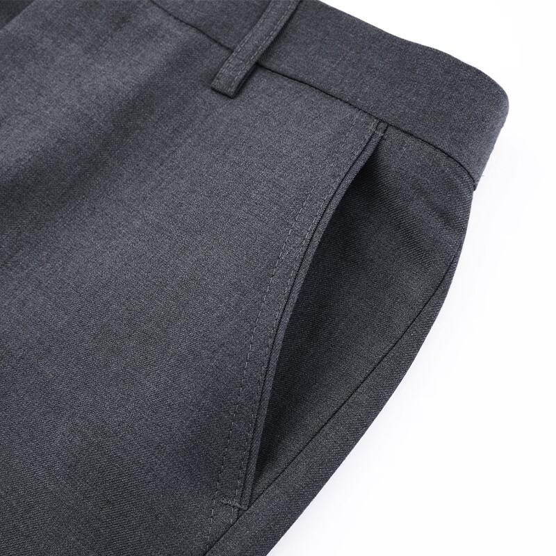 Unisex Grey Wrinkle-Resistant Straight-Leg Business Pants