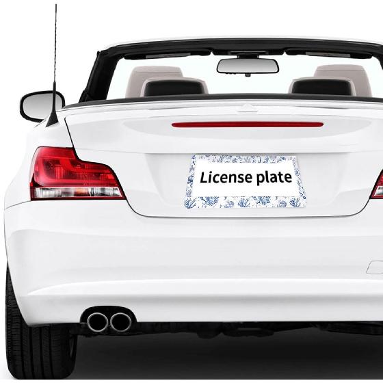 Vintage Shell License Plate Frame Blue Ocean Conch Sea License Plate Frames Personalise License Plate Frames Rust-Proof Stainless Steel Metal Car