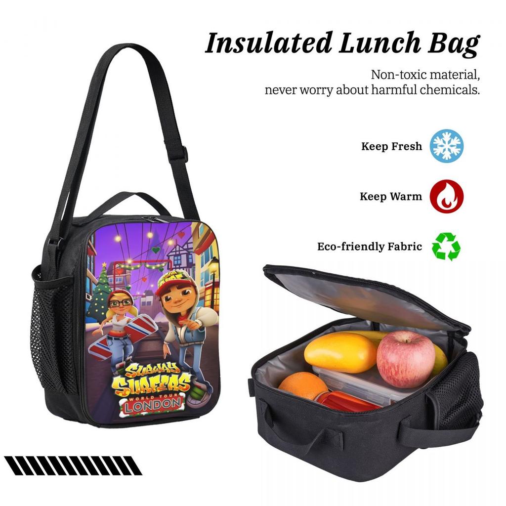 Set di 3Zaini Subway Surfers per Scuola per Ragazzo Ragazza Astucci Set Zaino con Portapranzo Per Studenti Scolastici Daypack