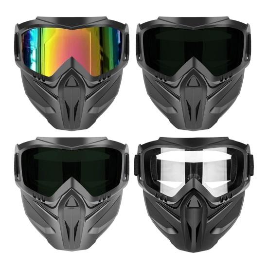 Pełnotwarzowa Maska z Odpinanymi Goglami, Przeciwmgielna Ochrona UV Wiatroszczelna Osłona Twarzy, Maska Gogle do Spawania, Jazdy na Motocyklu, Jazdy na Rowerze