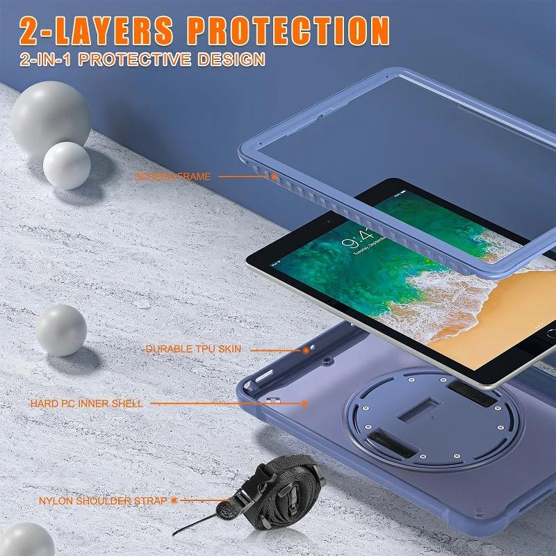 Shockproof Case for iPad 9.7 iPad 5th 6th Tablet Cover iPad A1822 A1823 A1893 A1954 Kickstand Handle Strap Para Funda