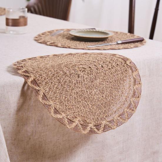 Round Boho Placemat Handwoven Heat Insulation Placemat Rustic Table Protector Mat for Home Farmhouse Weddings Baby Showers