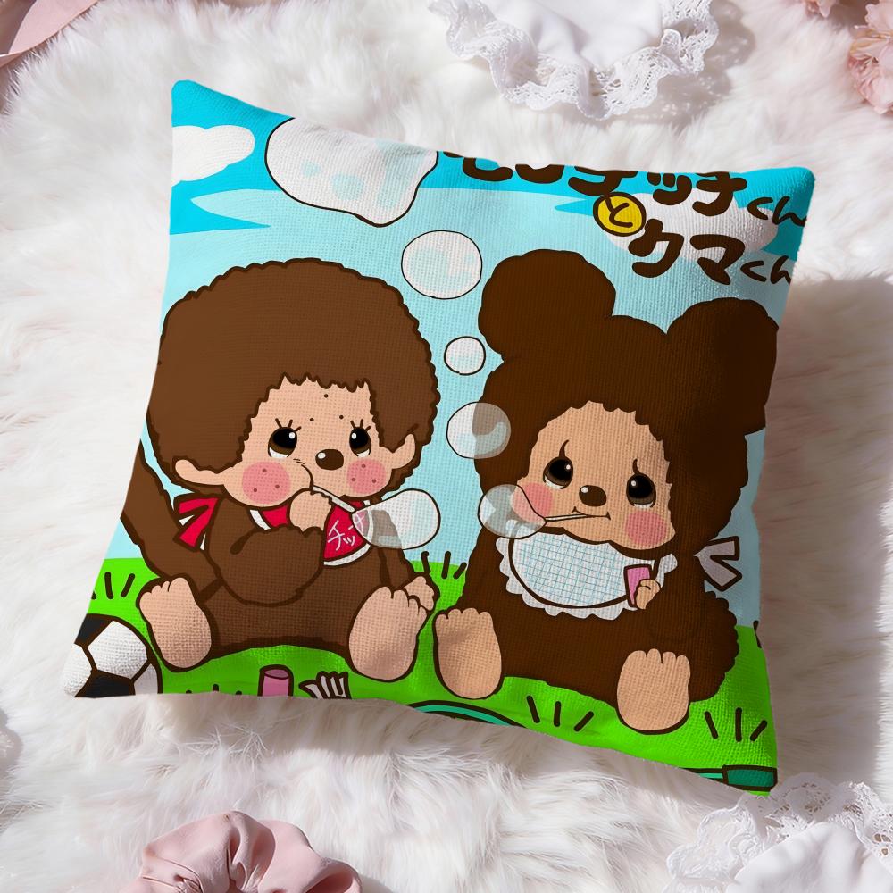 Tecknad M-Monchhichi Kuddfodral Premium Komfort Vändbart Kuddfodral - Två i Ett Design för Alla Rum & Bilinteriör