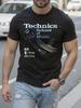 Technics School of Music Blaupause Schwarzes Baumwoll-T-Shirt