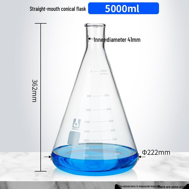 Pomex Shuniu Glass Erlenmeyer Flask: Conical, Straight/Wide/Flared Mouth, 100ml/250ml/500ml/1L Sizes.