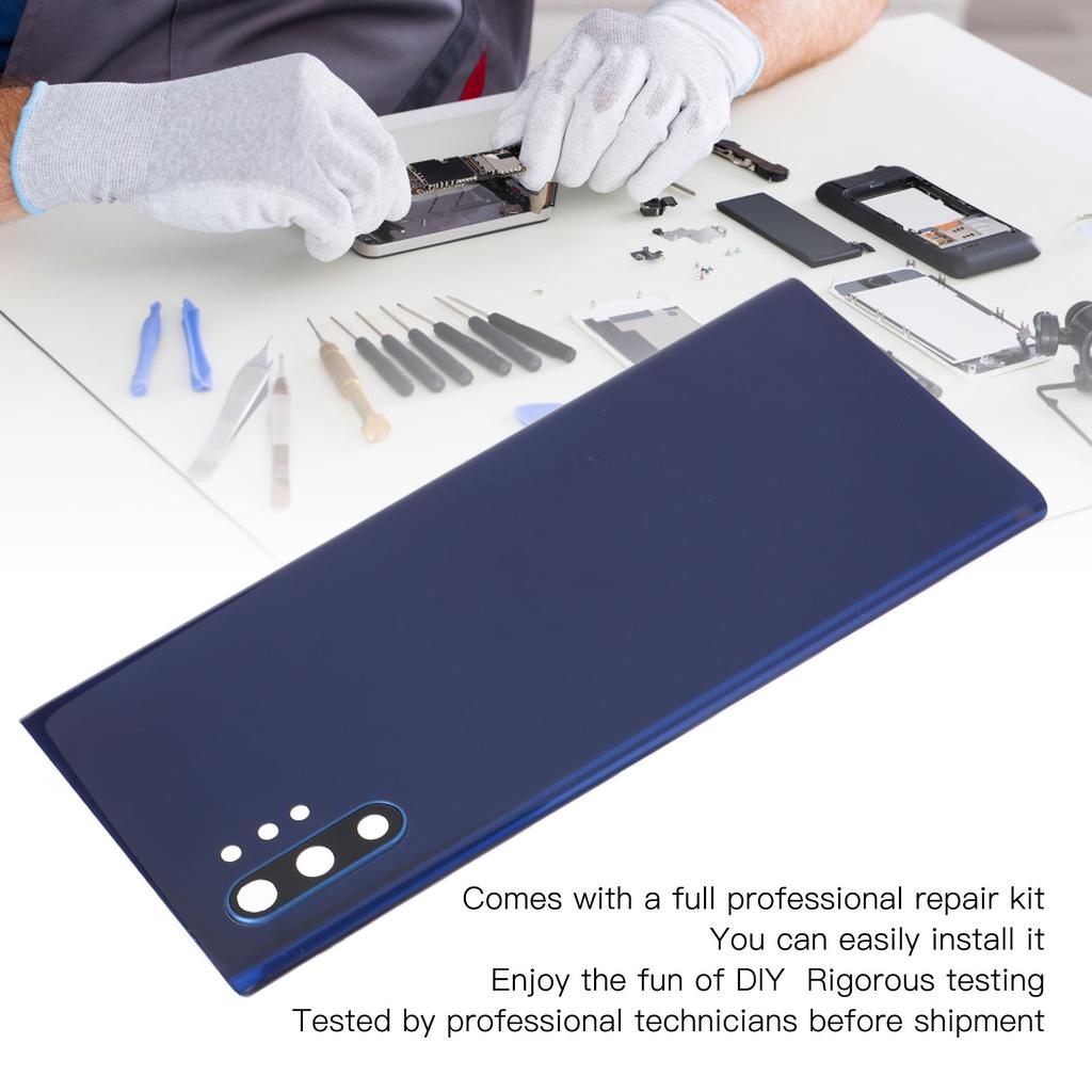 Rückseitige Glasgehäusetür mit vormontiertem Kameralinsen-Reparaturwerkzeugsatz für Note 10 Plus SM N975