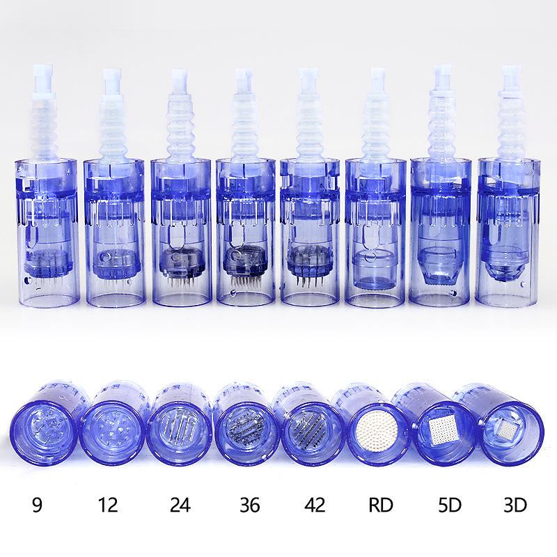 Blue Bayonet Microneedle Head Replacement for A6 with 9, 12, 36, 42 Needles & Nano Tattoo Options