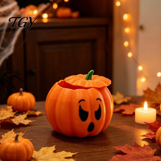 Cute Pumpkin Trinket Case 3D Printed Devil Storage Box with Lid, Funny Ghost Face Decor Halloween Decoration, Desktop Organizer for Jewelry And Small
