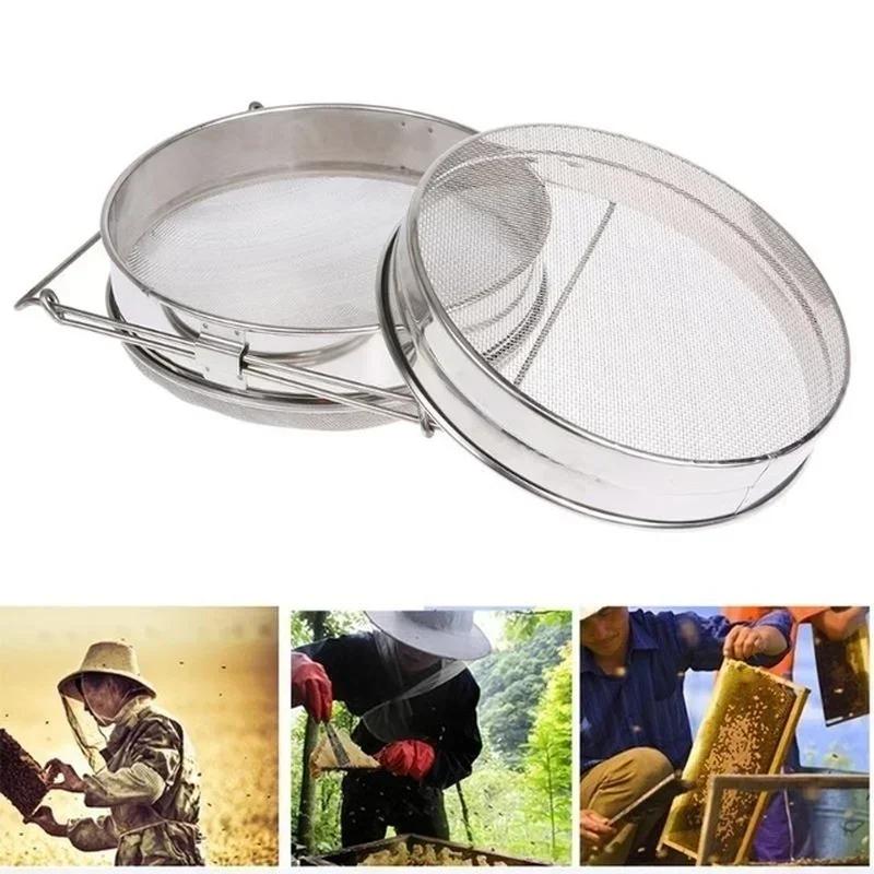 Food Grade Stainless Steel Double-layer Honey Filter with Upper and Lower Layers for Beekeeping Equipment To Remove Impurities