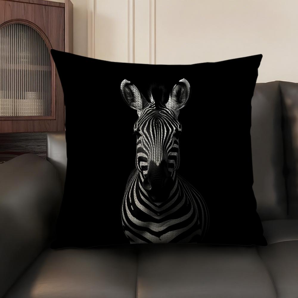 Zebra Cushion Cover Natural Linen Organic Fabric Double-Sided Printing Sofa Home Decor Gift Pillow Case