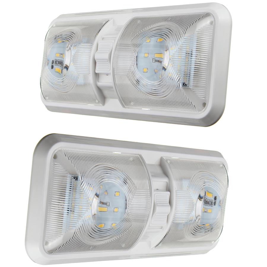 2Pcs Rv Smd2835 Led 12V Fixture Ceiling Camper Trailer Marine Double Dome Light