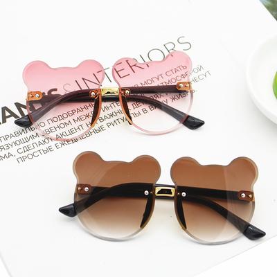 Children'S Bear Sunglasses Cute Cartoon Baby Rimless Clip Sunglasses Uv-Proof Glasses