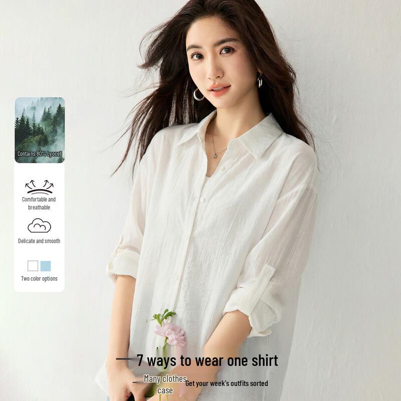 Handu Yishe Women s Button-Up Lyocell Blend Shirt S