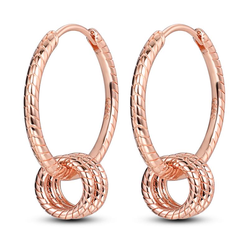 925 Silver Geometric Rose Gold Drop Earrings For Women Elegant Fashion Jewelry S925 Fine Gifts