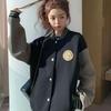 Women's Retro Embroidered Fleece Lined Baseball Jacket - Winter Loose Fit