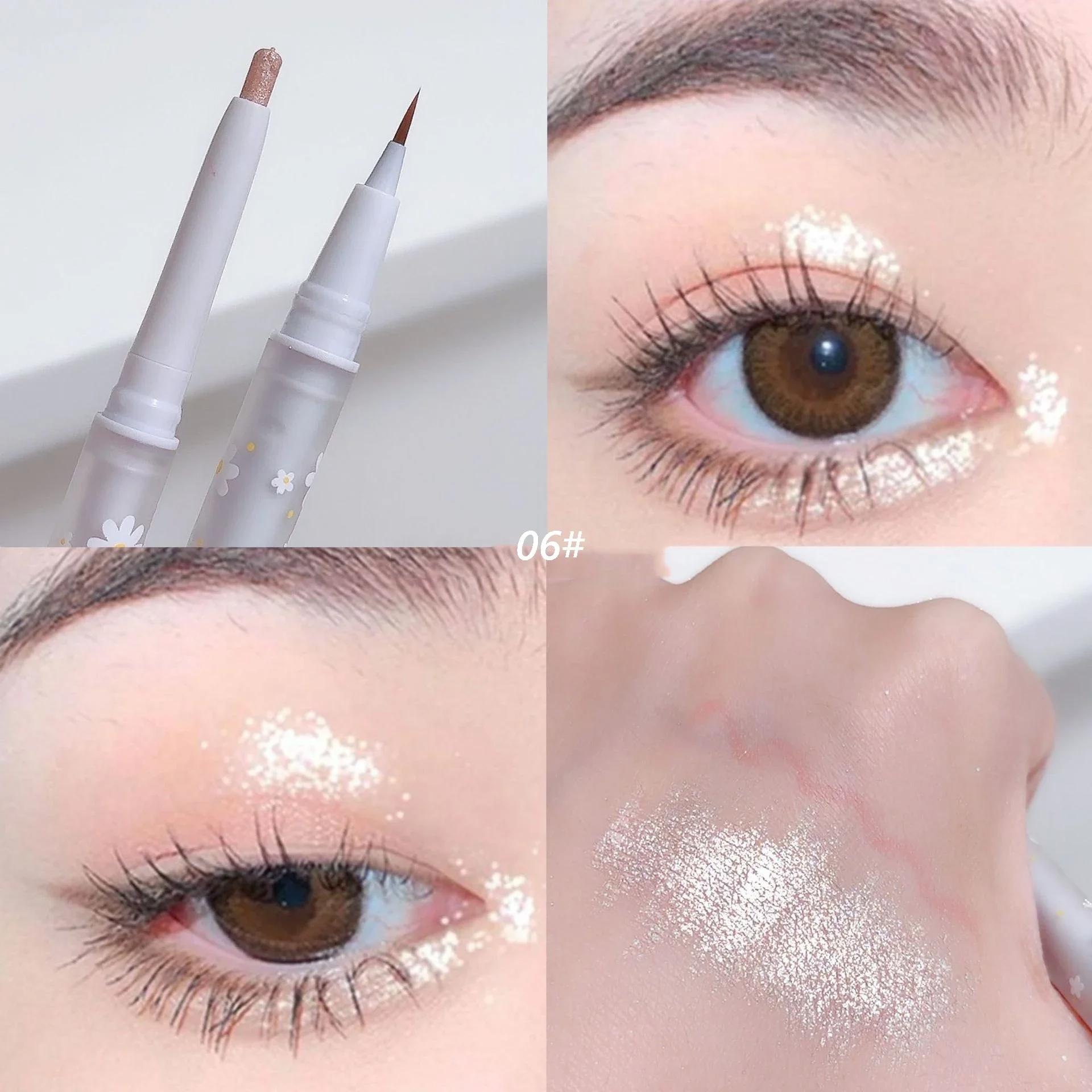 

FAMOTY Double Head Eyeliner Liquid Down To Shadow Pencil Eye Highlighting Eyeshadow Stick Natural Big Eye Makeup Gel Pen 0.3g
