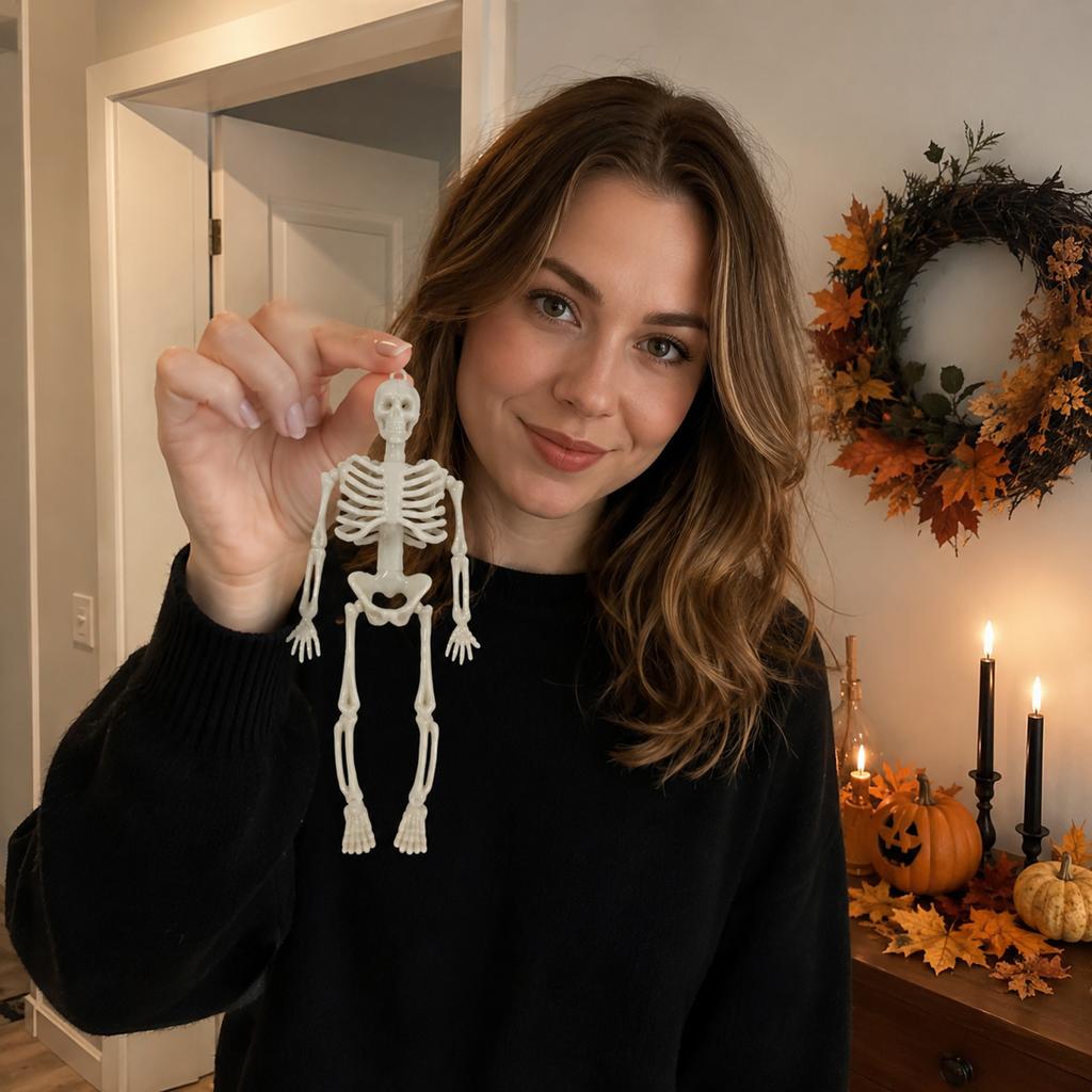 15cm Realistic Human Skeleton Miniature Hanging Tabletop Decor for Halloween Party Home Display Classroom Educational Prop