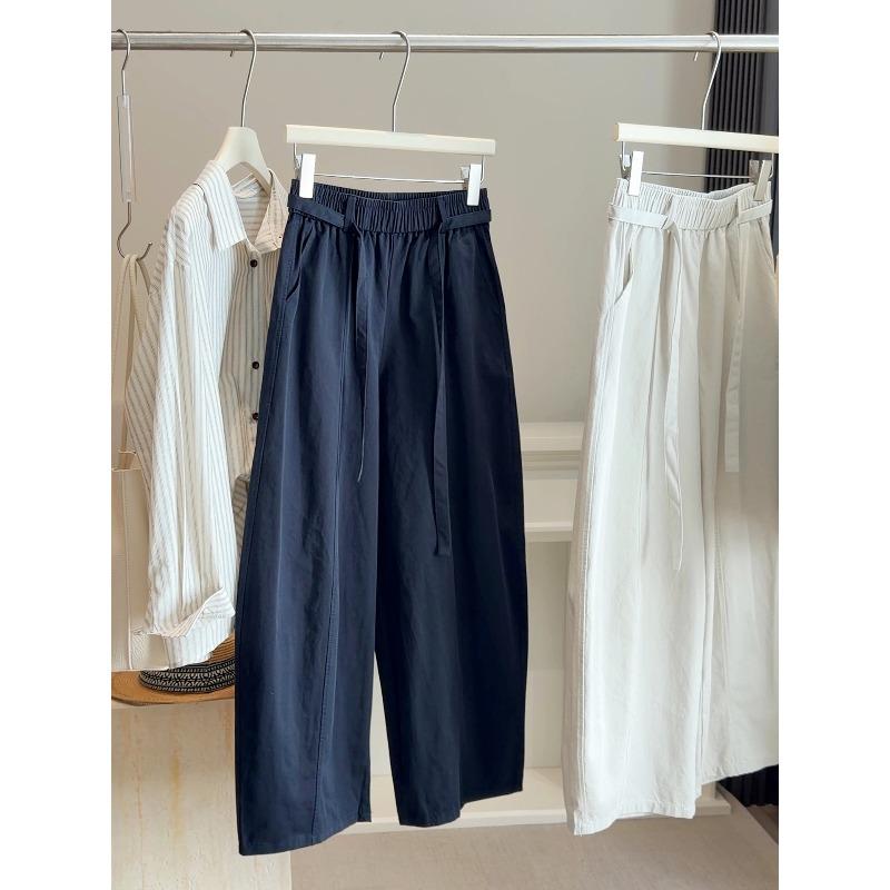 Japanese and Korean Washed Cotton Loose Wide-leg Scimitar Pants Women's Spring and Autumn New French Loose High-waisted and Thin Casual Pants